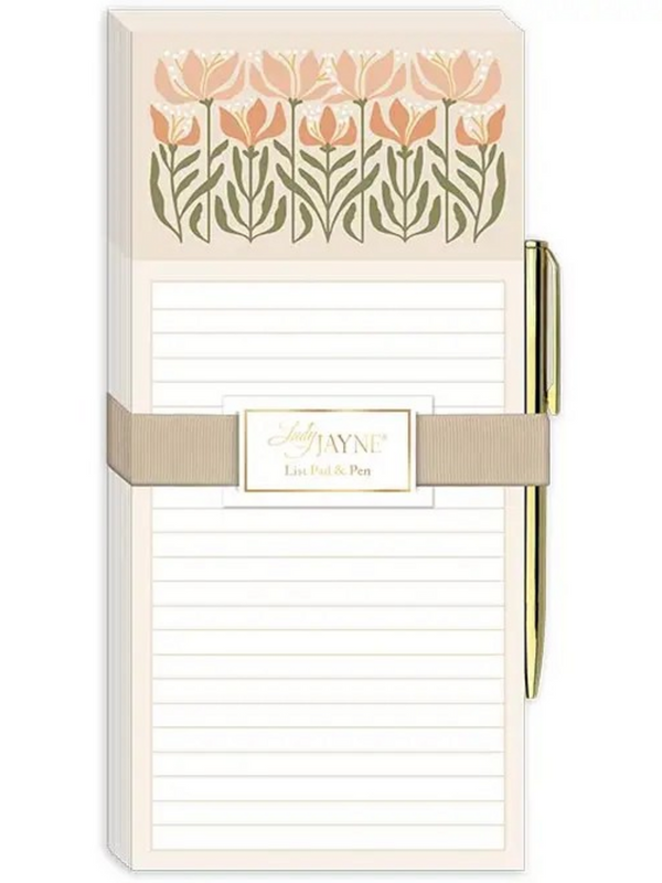 Magnetic List Pad with Pen Flower Market Lily