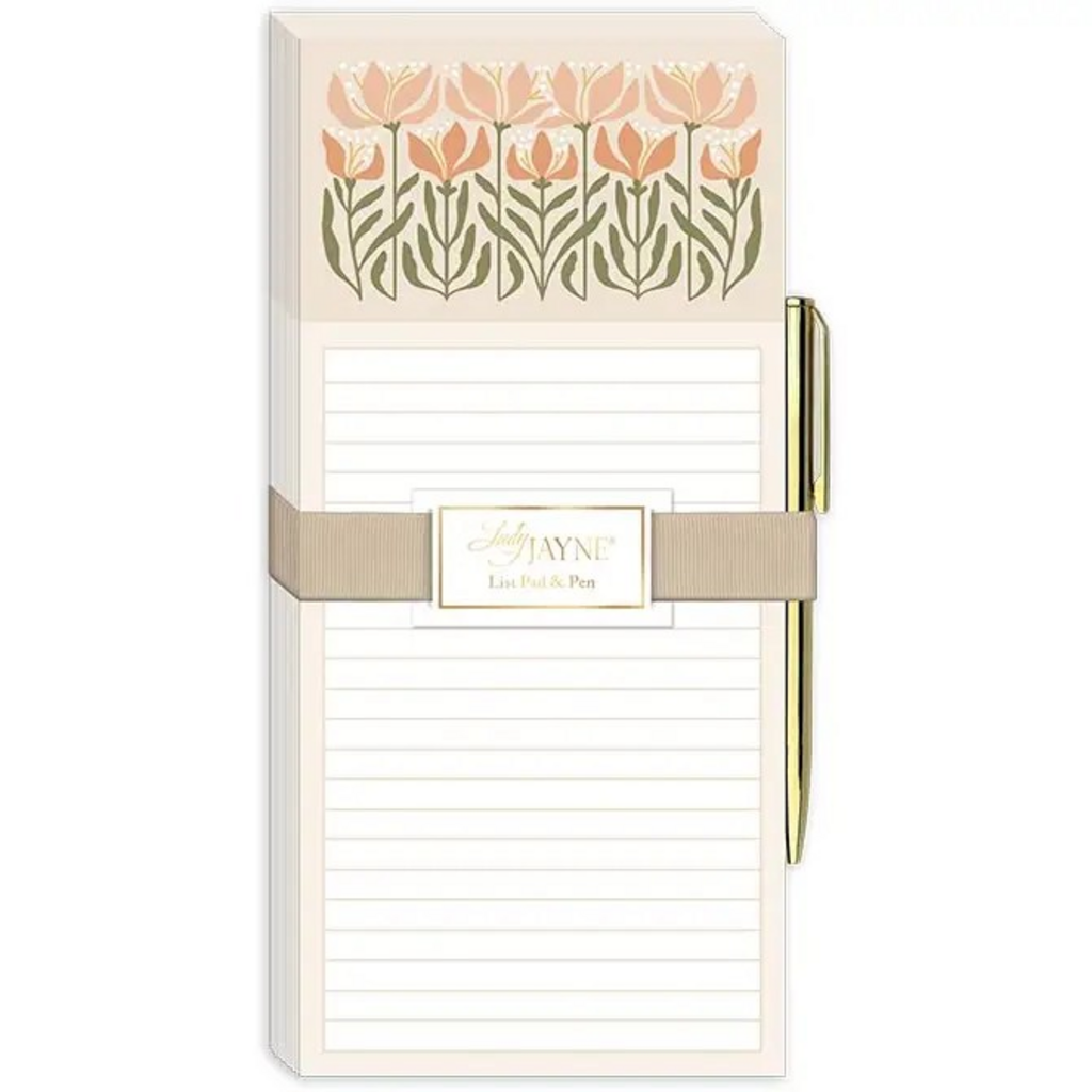 Magnetic List Pad with Pen Flower Market Lily