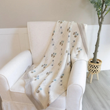 organic cotton poppy print knitted baby blanket