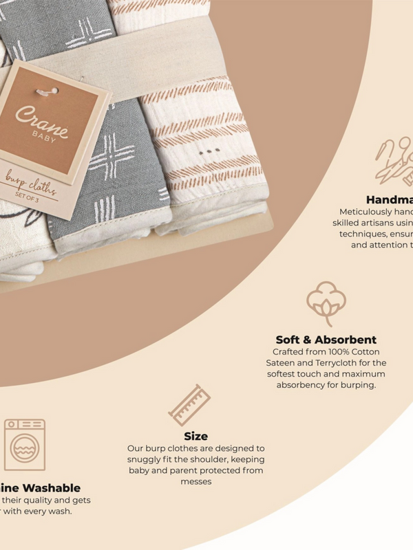 3 piece woodland animal burp cloth set