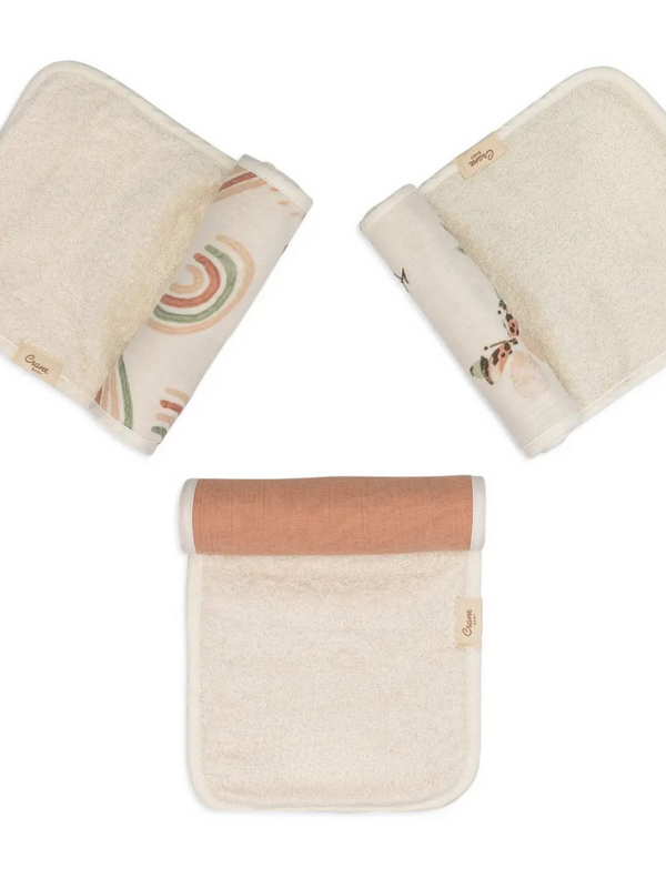 3 piece rainbows and butterflies burp cloth set