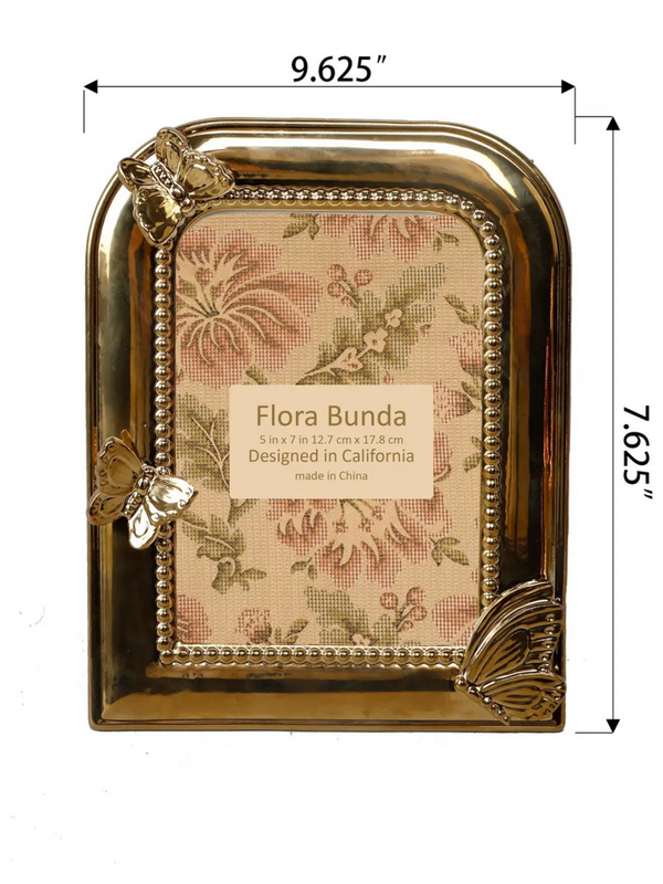 5x7 gold ceramic butterfly picture frame