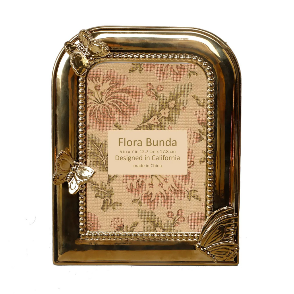 5x7 gold ceramic butterfly picture frame