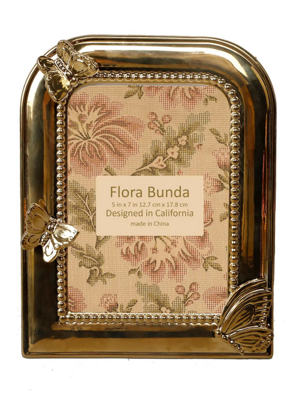 5x7 gold ceramic butterfly picture frame