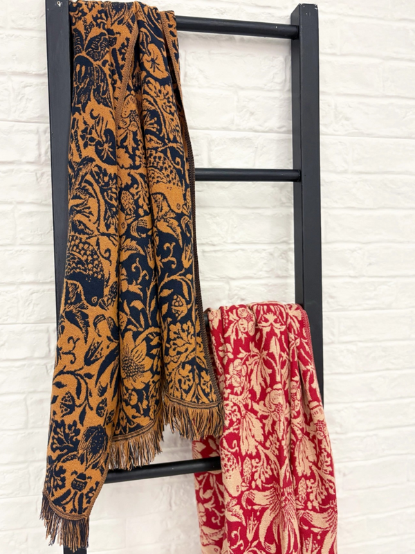 William Morris Nutmeg Orange Navy Blanket