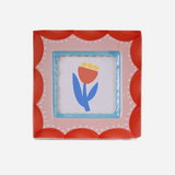 Hand-Painted Ceramic Photo Frame, Red Scallop