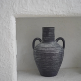 Greek Black Clay Pottery with Handles