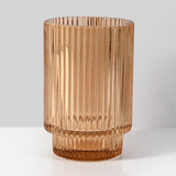5in Amber Pleated Glass Votive Holder