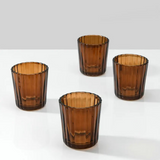 Dark Amber Fluted Glass Votive Holder