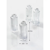 Clear Pleated Glass Bottle Bud Vase