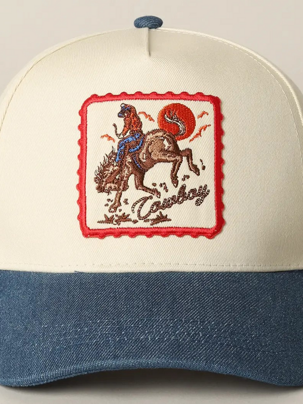 Detailed Cowboy Horse Embroidery Two-Tone Cap