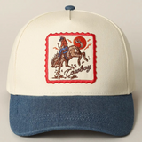 Detailed Cowboy Horse Embroidery Two-Tone Cap