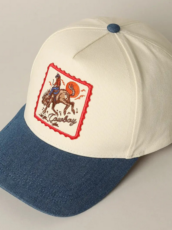 Detailed Cowboy Horse Embroidery Two-Tone Cap