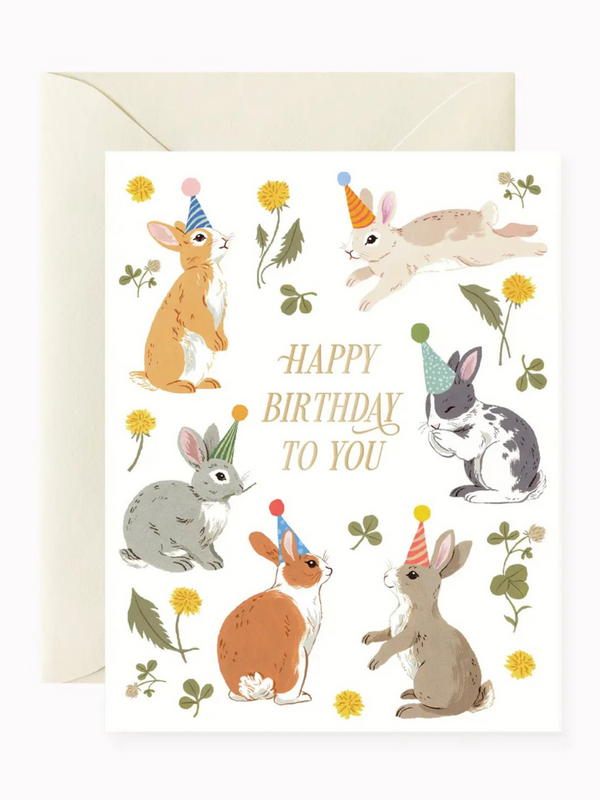 bunnies birthday party greeting card