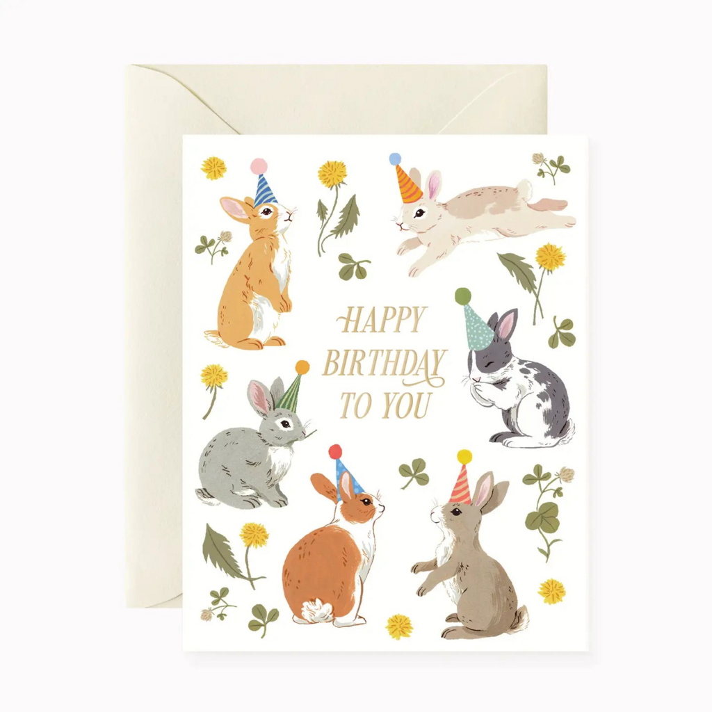 bunnies birthday party greeting card