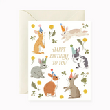 bunnies birthday party greeting card
