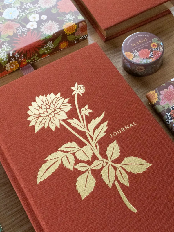 rust floral linen bound journal