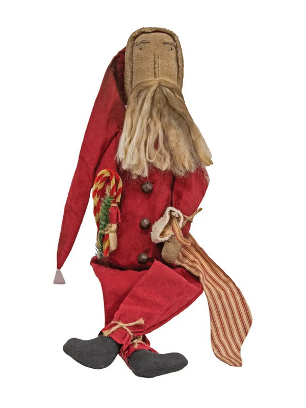 Father Christmas doll with candy cane stocking