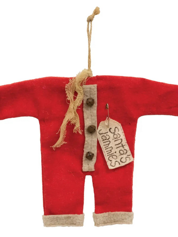 santa's jammies red small hanger ornament