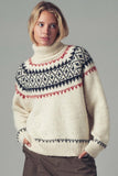 cream nordic wool blend turtleneck sweater