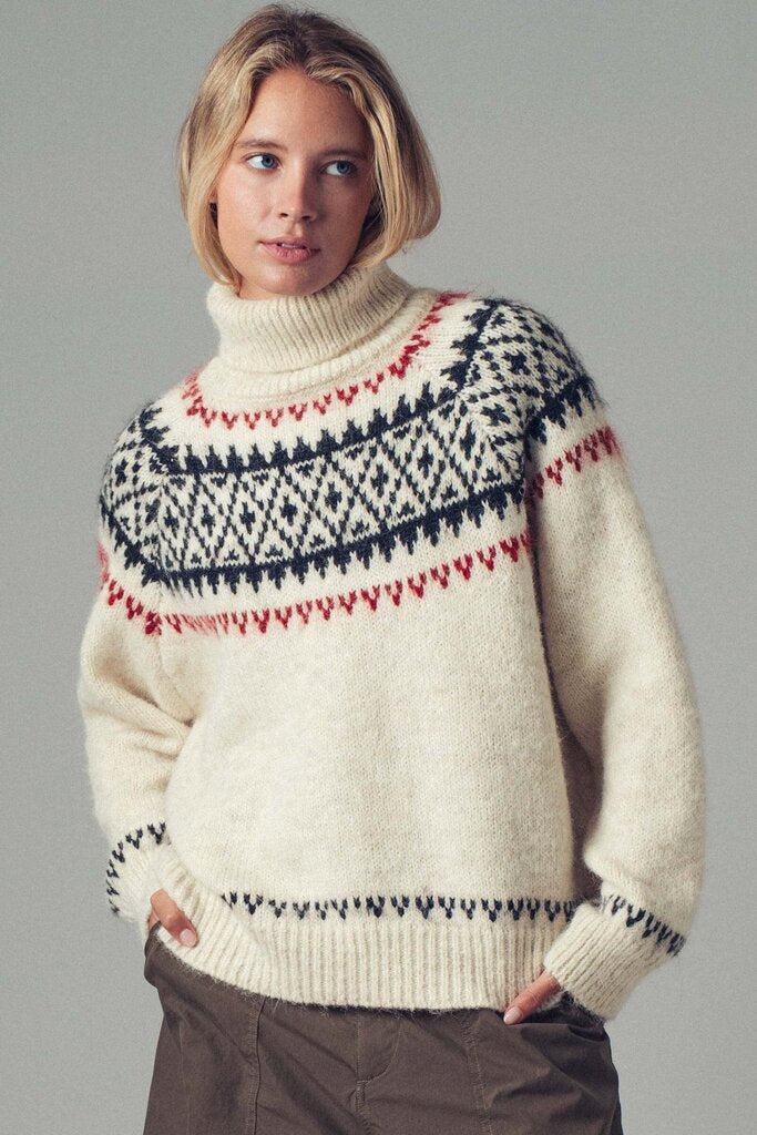 cream nordic wool blend turtleneck sweater