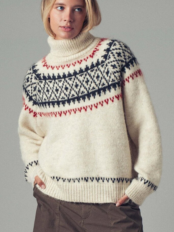 cream nordic wool blend turtleneck sweater