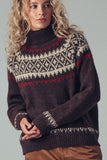 brown nordic wool blend turtleneck sweater