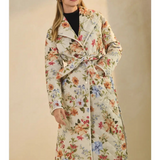 Quilted Floral Coat with Belt
