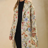 Quilted Floral Coat with Belt