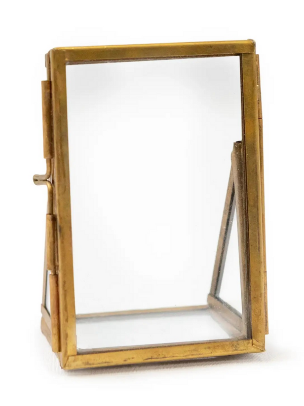 2"x3" Vertical Brass Finish Standing Picture Frame