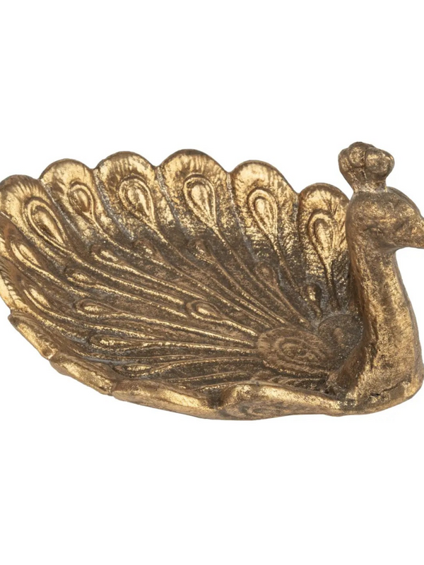 cast iron peacock trinket dish
