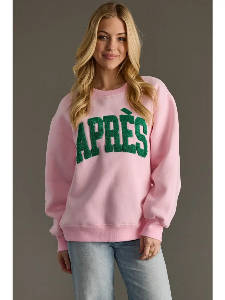 pink and green Apres sweatshirt