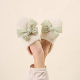 sage bow slippers