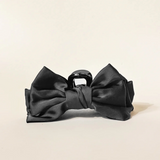 black satin bow hair claw