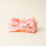 pink satin bow hair claw