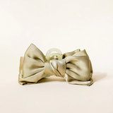 sage green satin bow hair claw