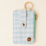 mint green gingham keychain wallet