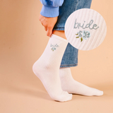 bride embroidered crew socks