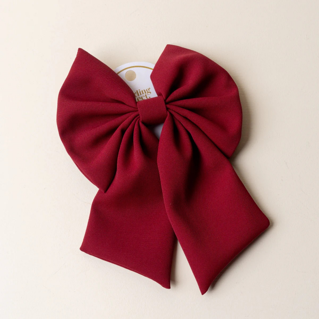 burgundy bow hair clip