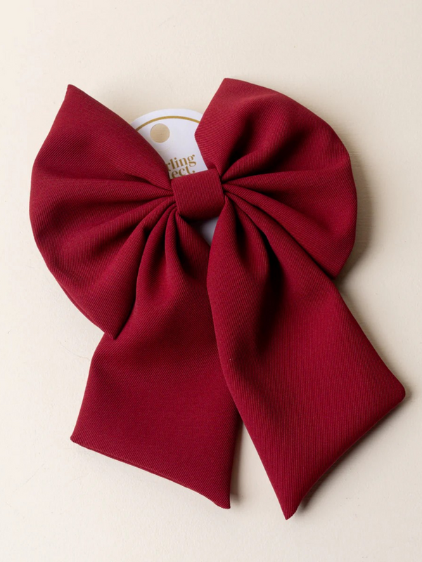 burgundy bow hair clip