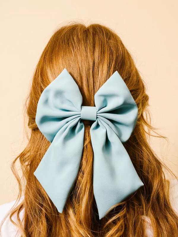 light blue hair bow clip