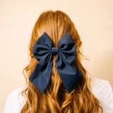 navy hair bow claw