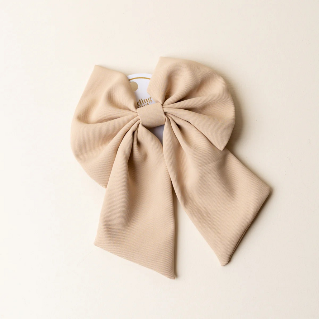 tan bow hair clip