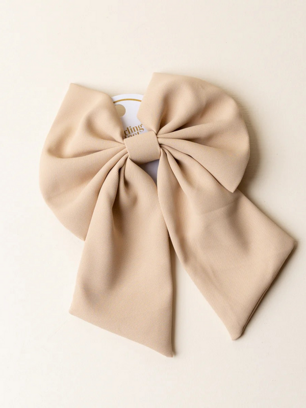 tan bow hair clip