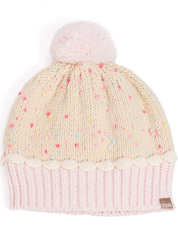 pastel pink knit cupcake winter hat