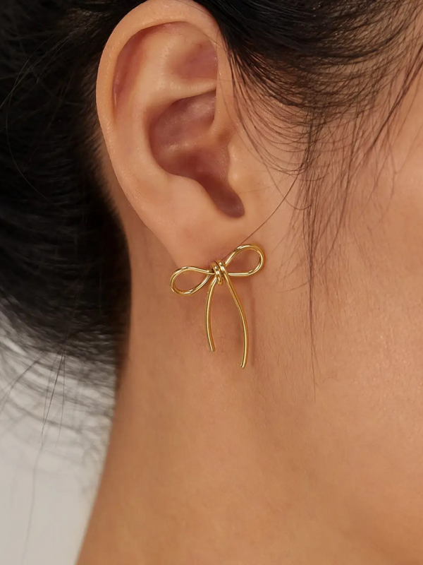 gold bow earrings