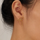 gold bow earrings