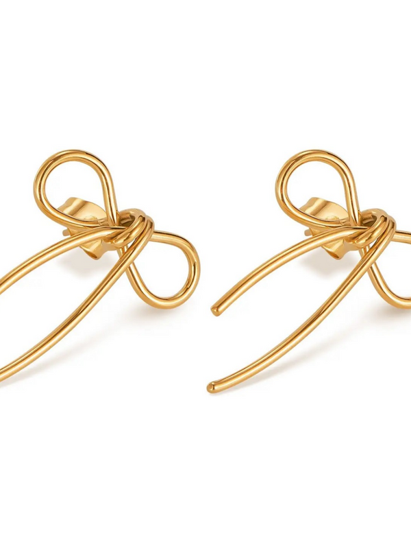 gold bow earrings