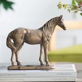 Rustic Polyresin Standing Copper Horse Statue