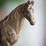Rustic Polyresin Standing Copper Horse Statue